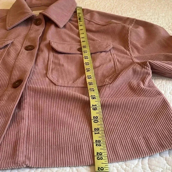 Avec Les Filles Corduroy Relaxed Fit Shacket Shirt Crop Jacket Womens Large Pink - Picture 12 of 17